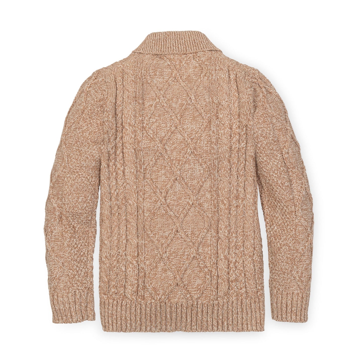 Organic Shawl Collar Cable Sweater - Khaki