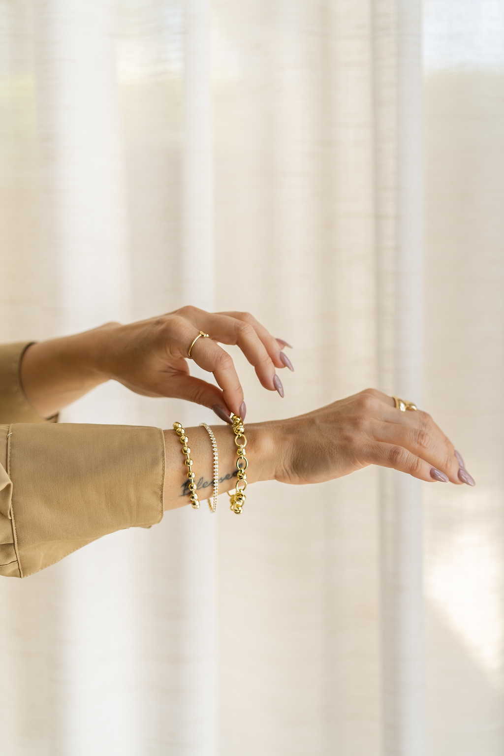 18K Gold Filled Beaded Ball Chain Bracelet