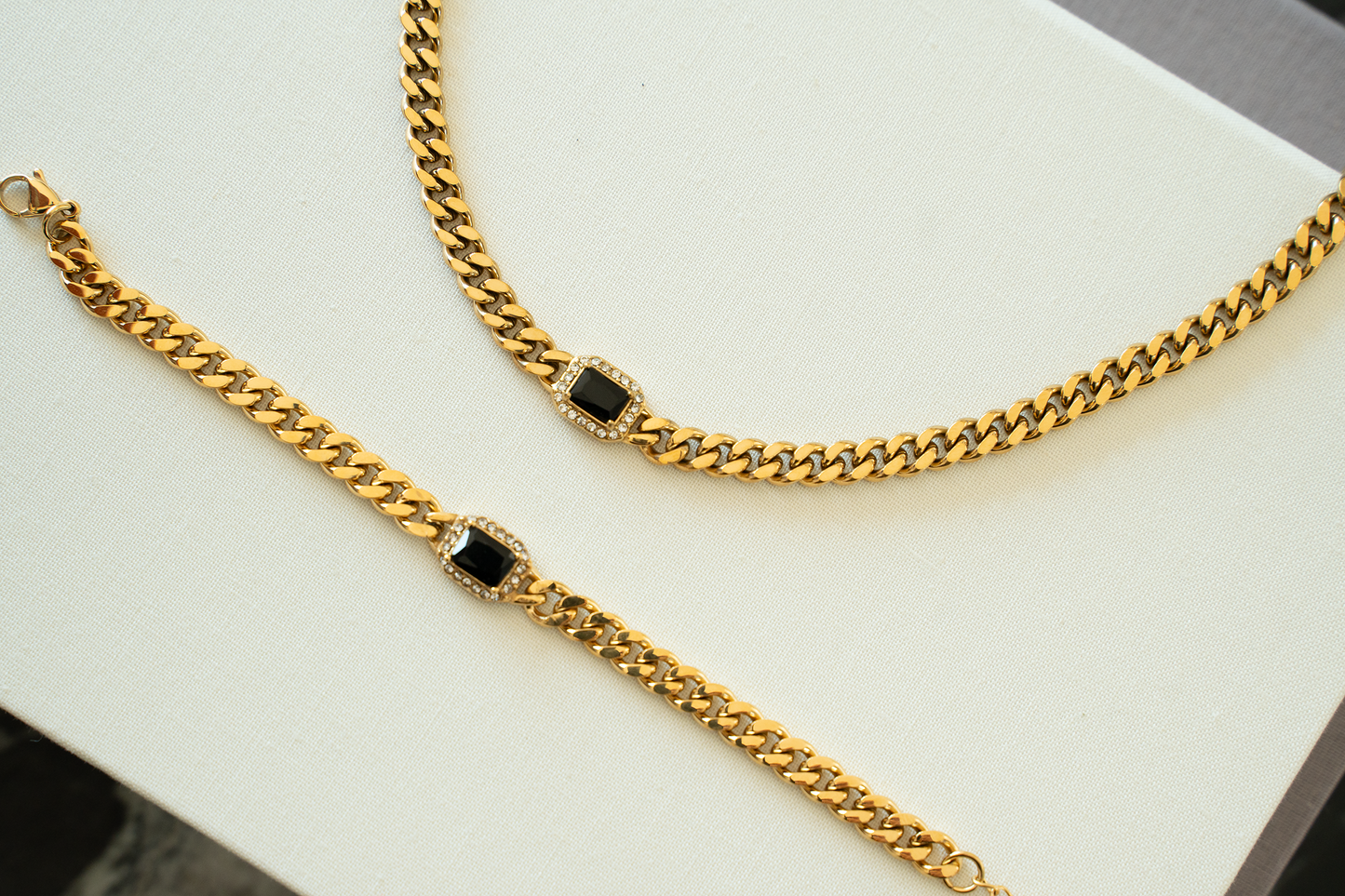 Nadine Emerald-Cut Gemstone Cuban Link Choker