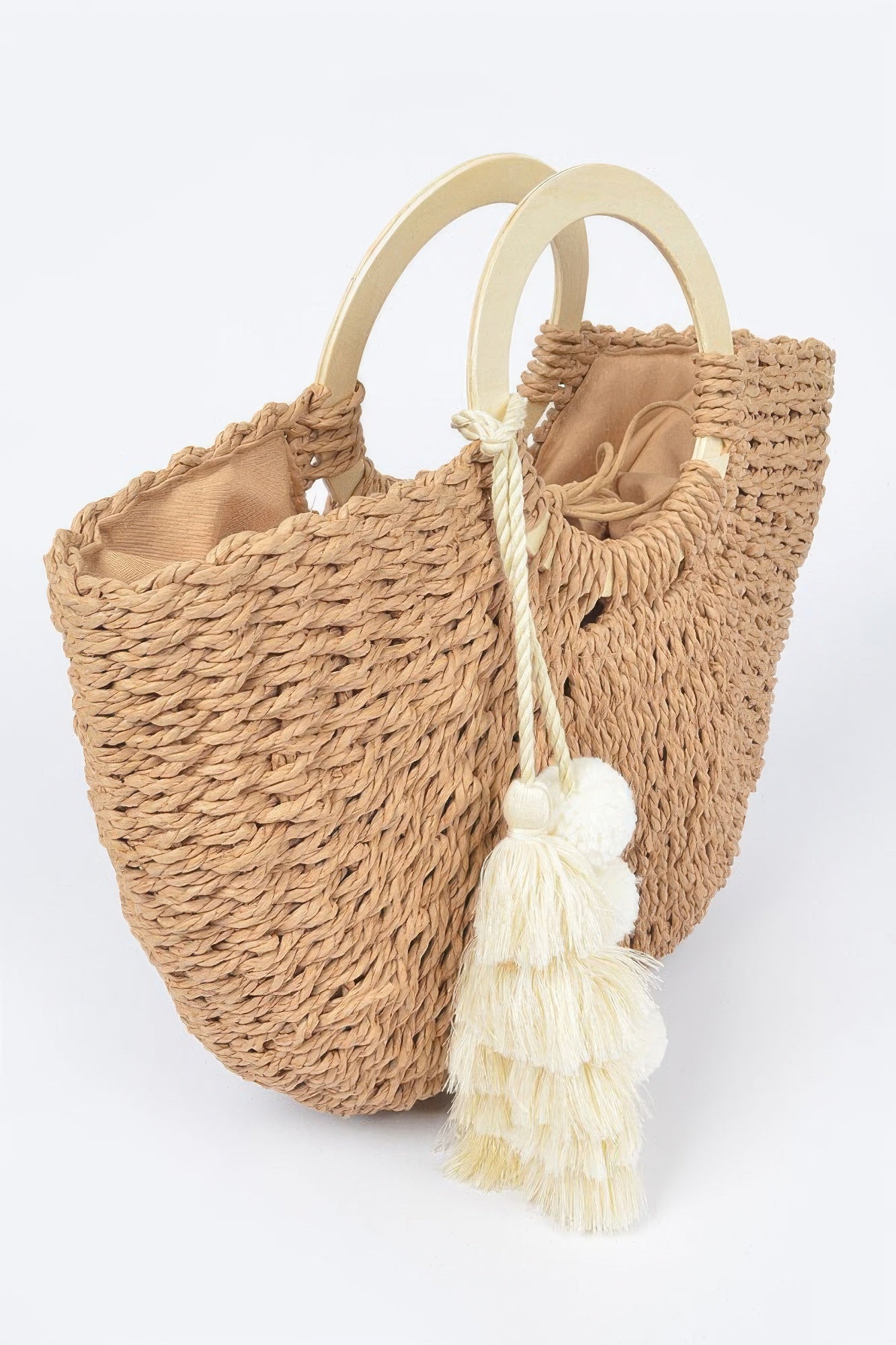 DUMBO Woven Tote with Wooden Handles