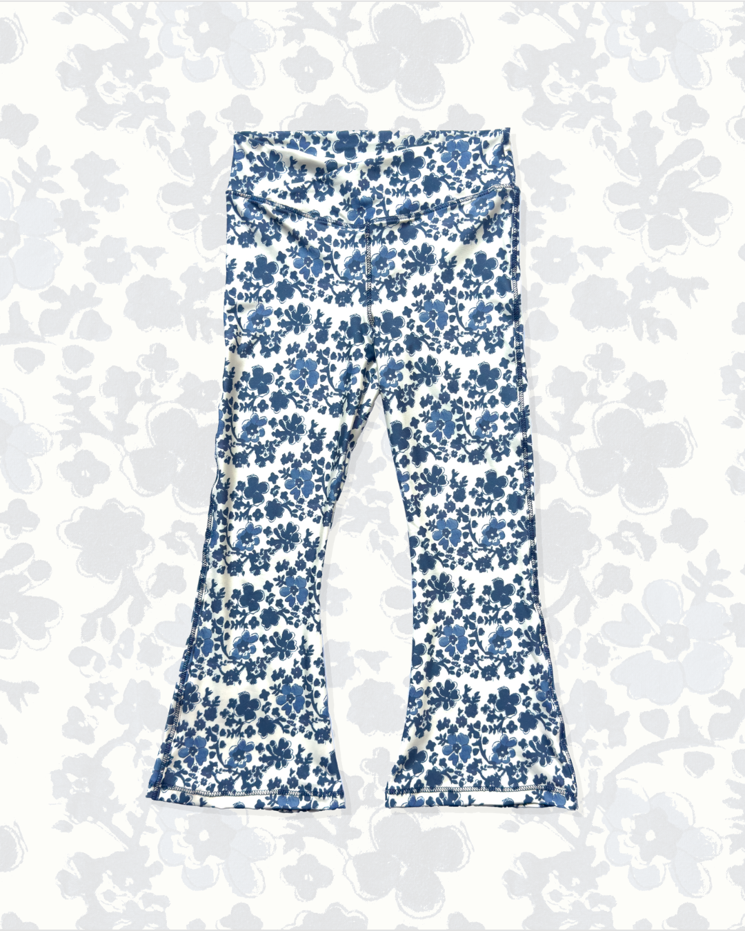High Waisted Flared Leggings in Block Flower
