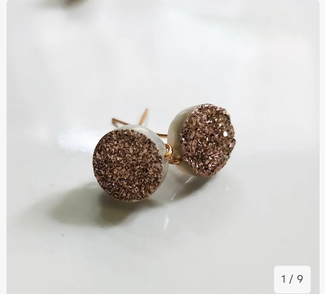 Rose gold Druzy Post Earrings