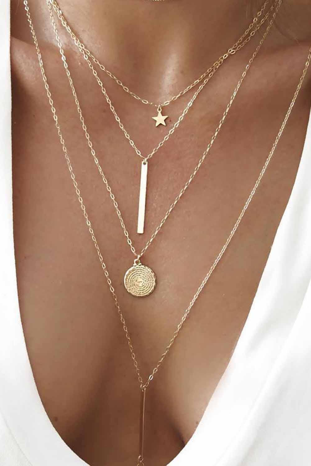 Boho Layered Star Pendant Necklace