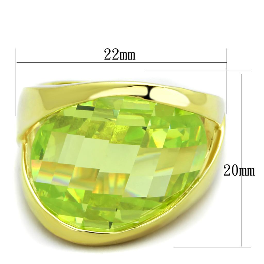 LOS823 Gold Sterling Silver Ring with Apple Green Stone