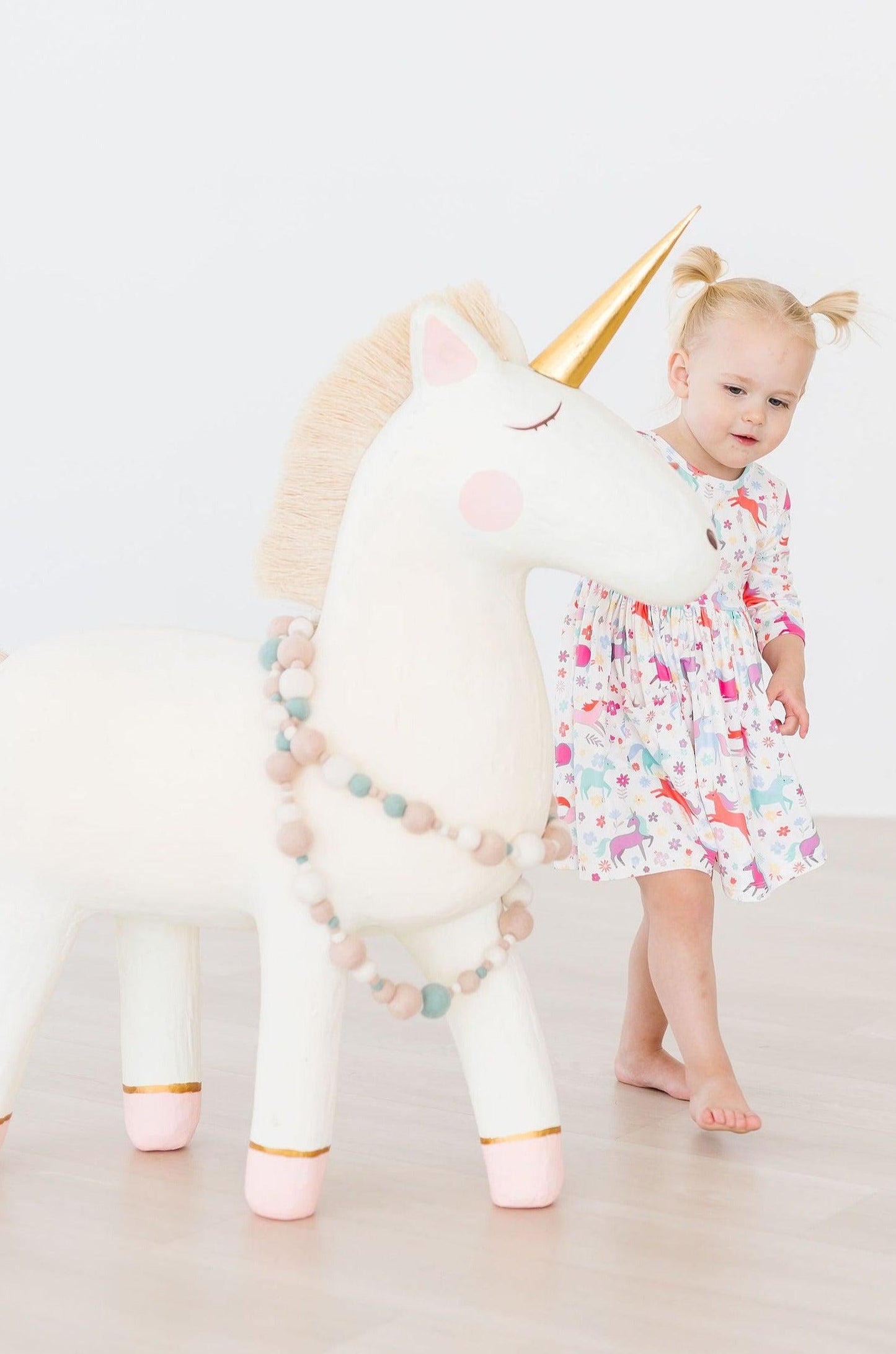 Unicorn 3/4 Sleeve Pocket Twirl Dress