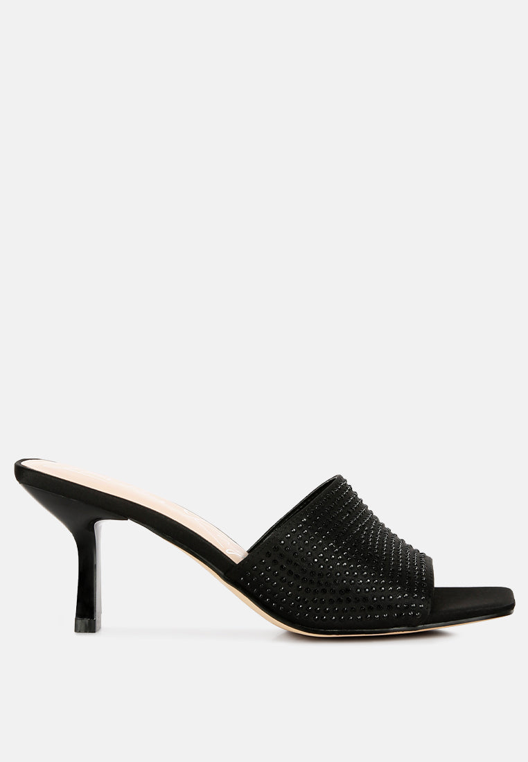 Heat-Set Diamante Spool Heel Sandals