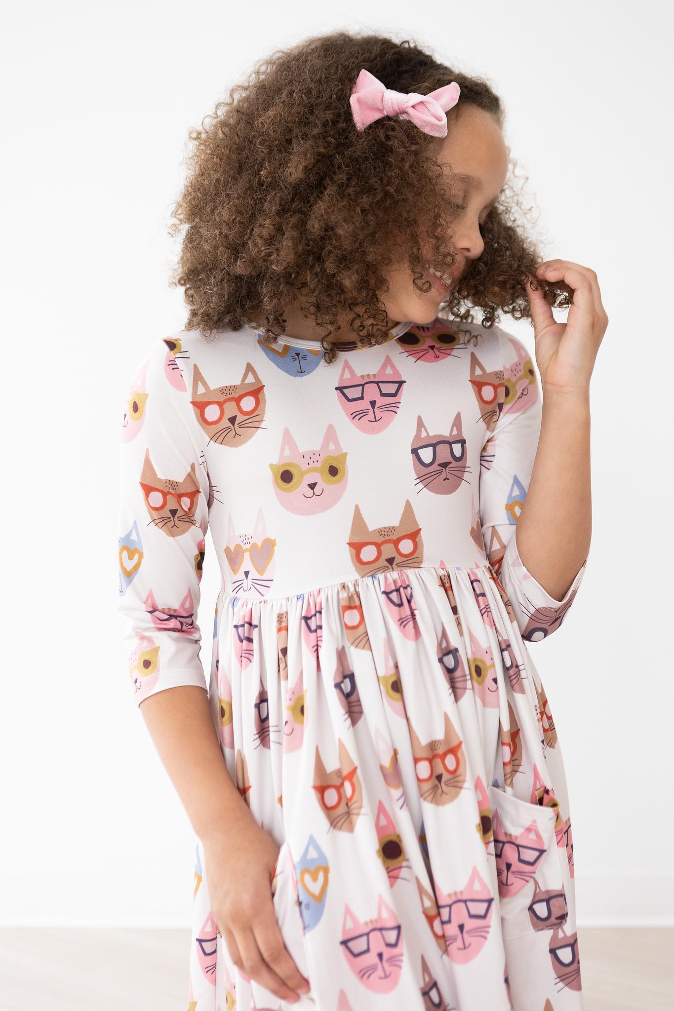 Catitude 3/4 Sleeve Pocket Twirl Dress