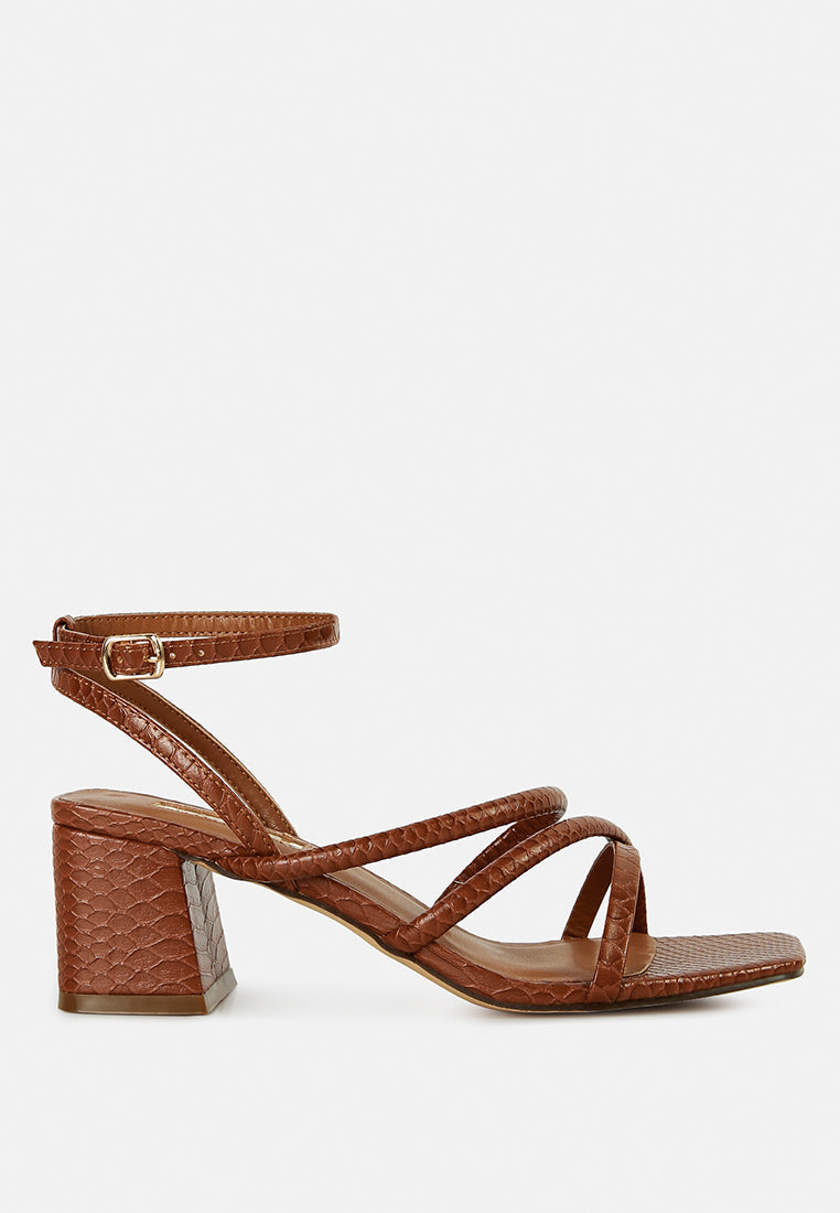 Three-Strap Block Heel Sandals
