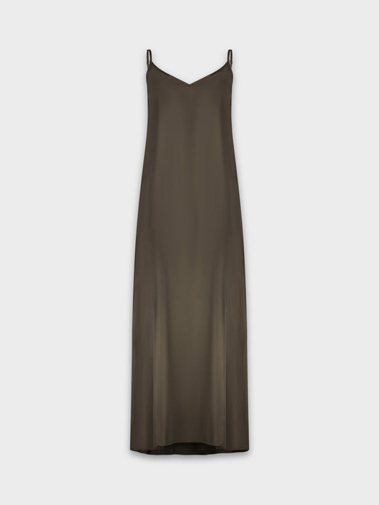 V-Neck Slip Jumper Dress in Olive Green