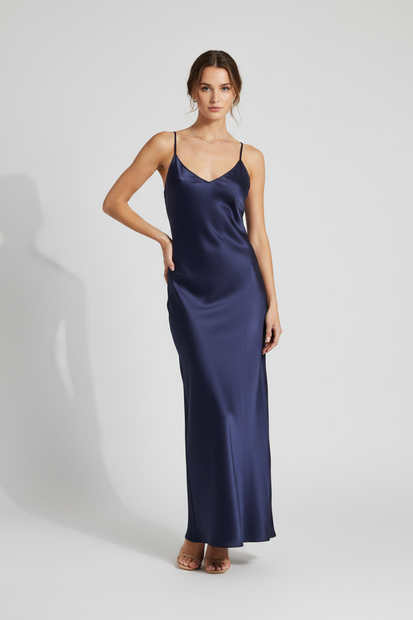 V-Neck Slip Jumper Dress – Navy