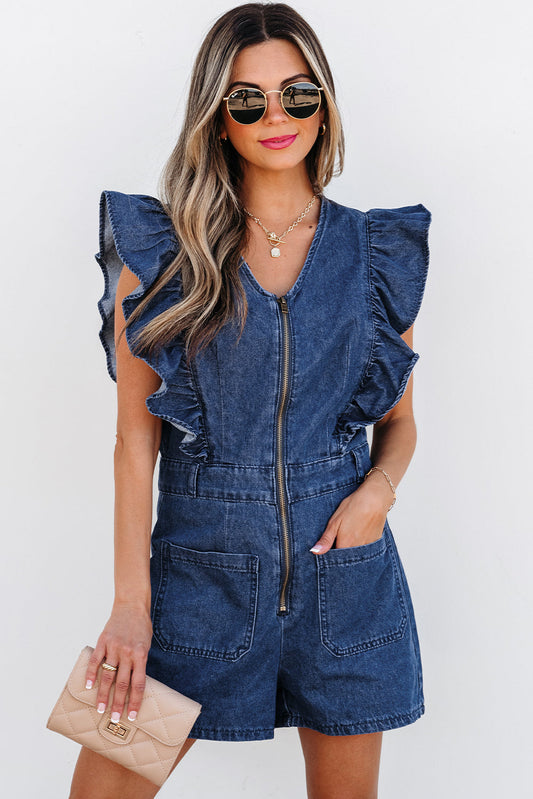 Amora Denim Ruffle Romper