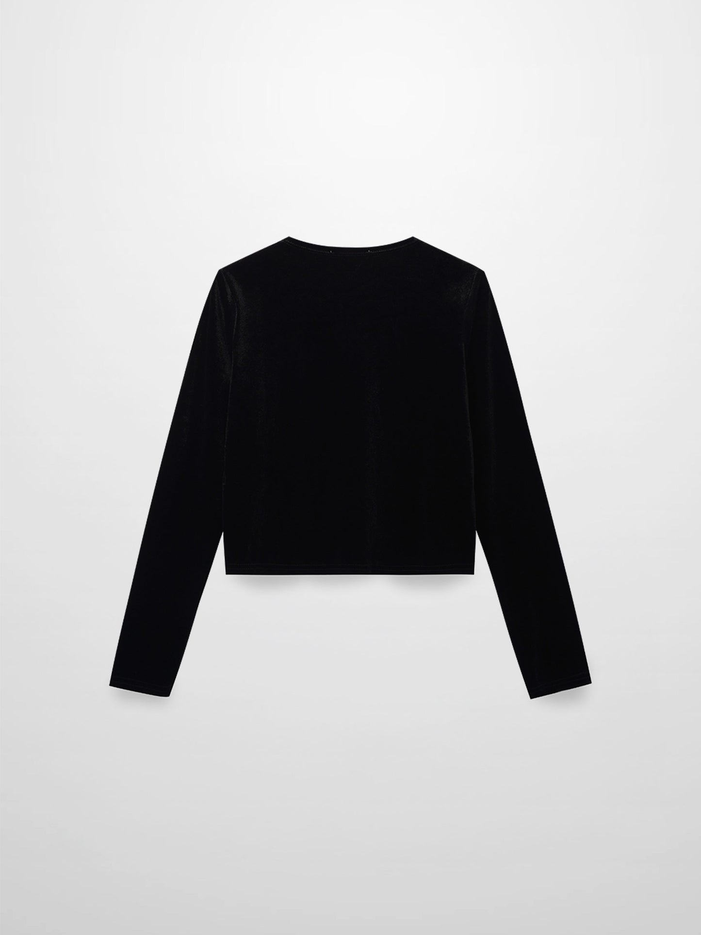 Velour Button Down Crew Cardigan-Black