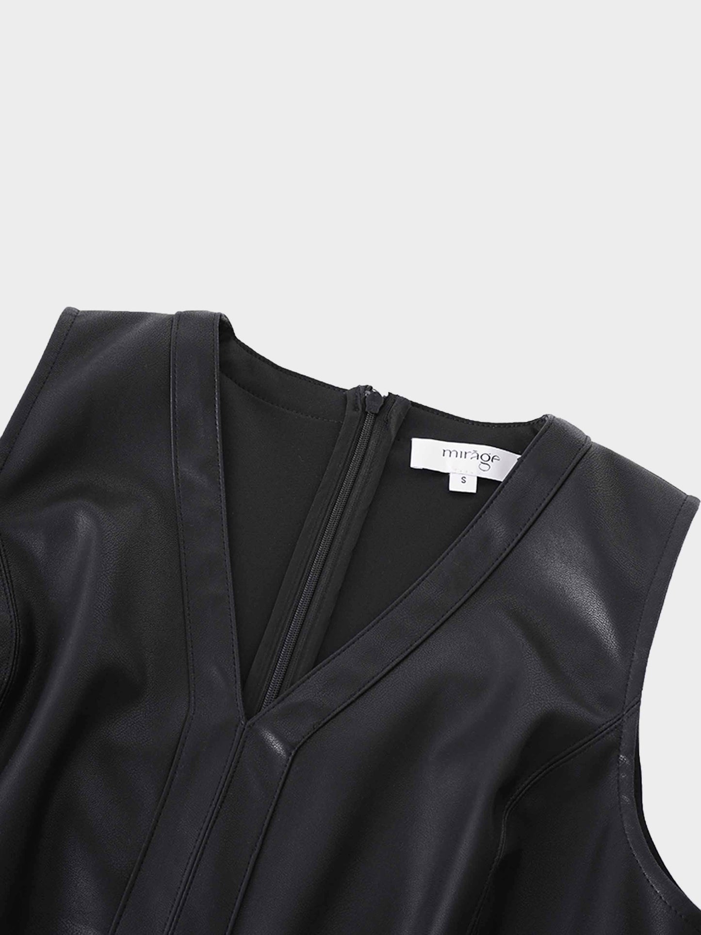 Faux Leather Seamed Jumper - Black