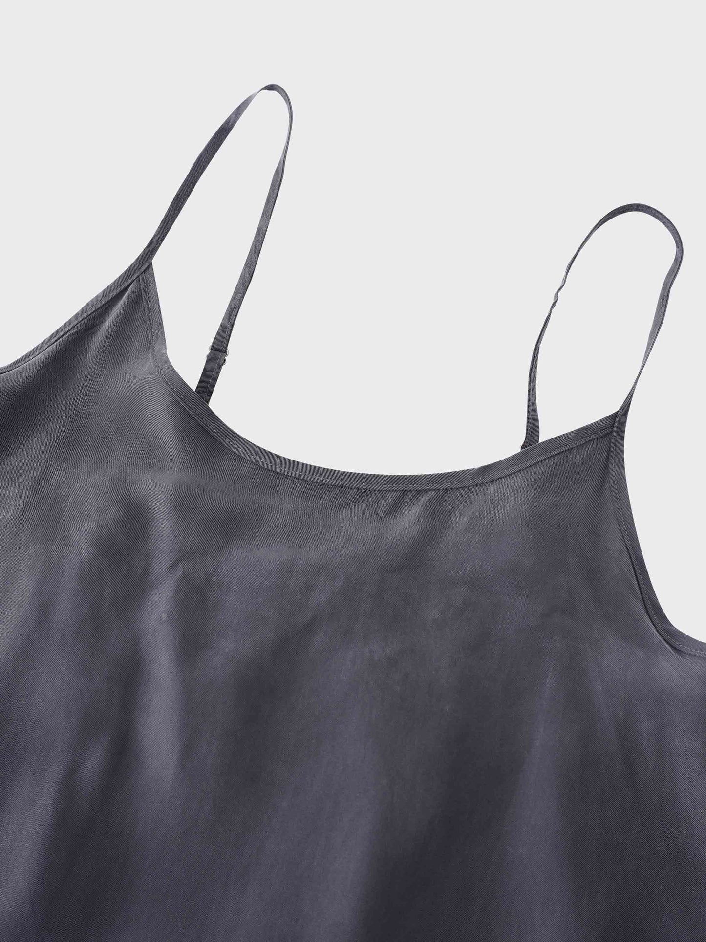 Cupro Crew Neck Slip Dress – Grey
