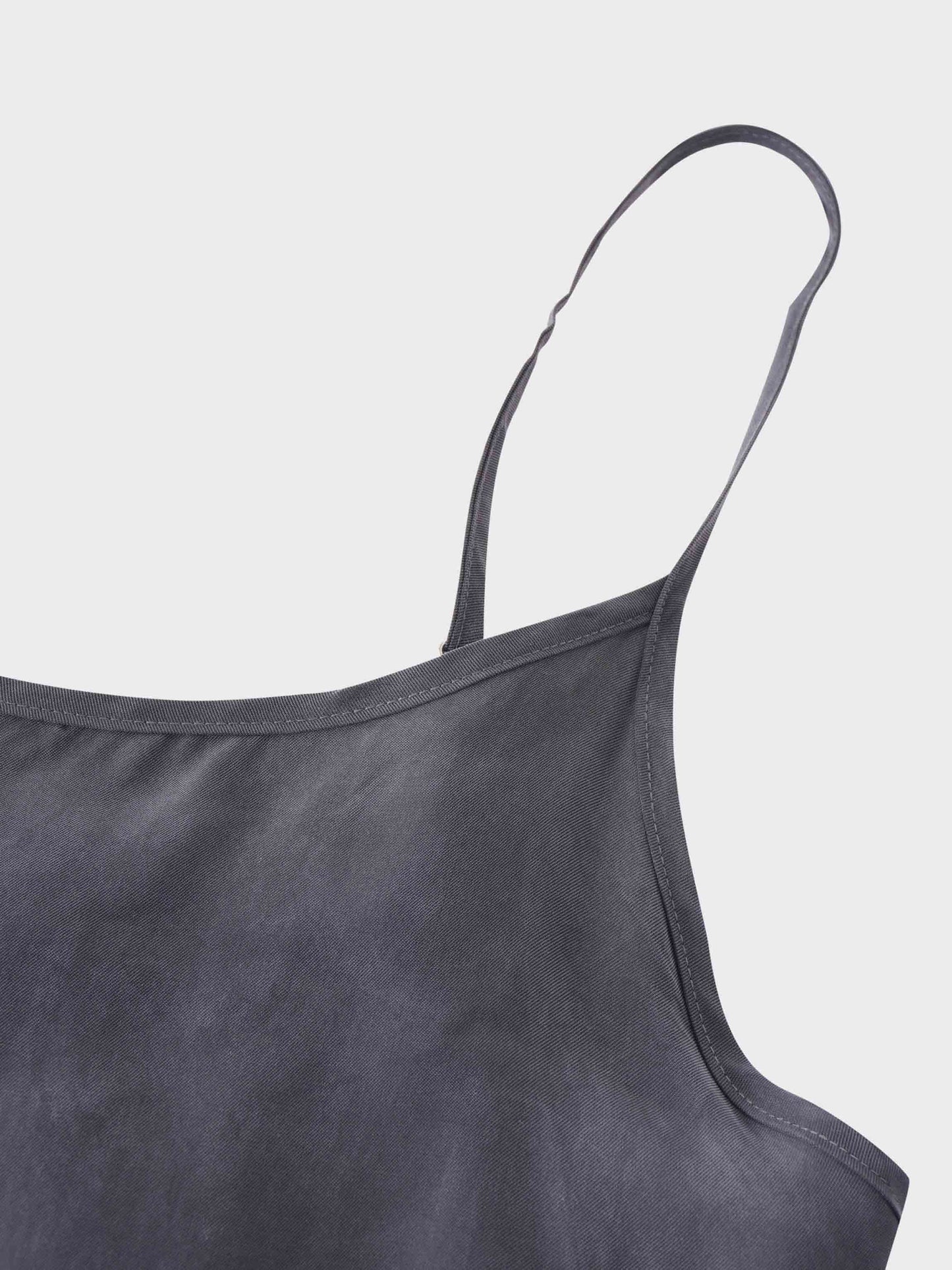 Cupro Crew Neck Slip Dress – Grey