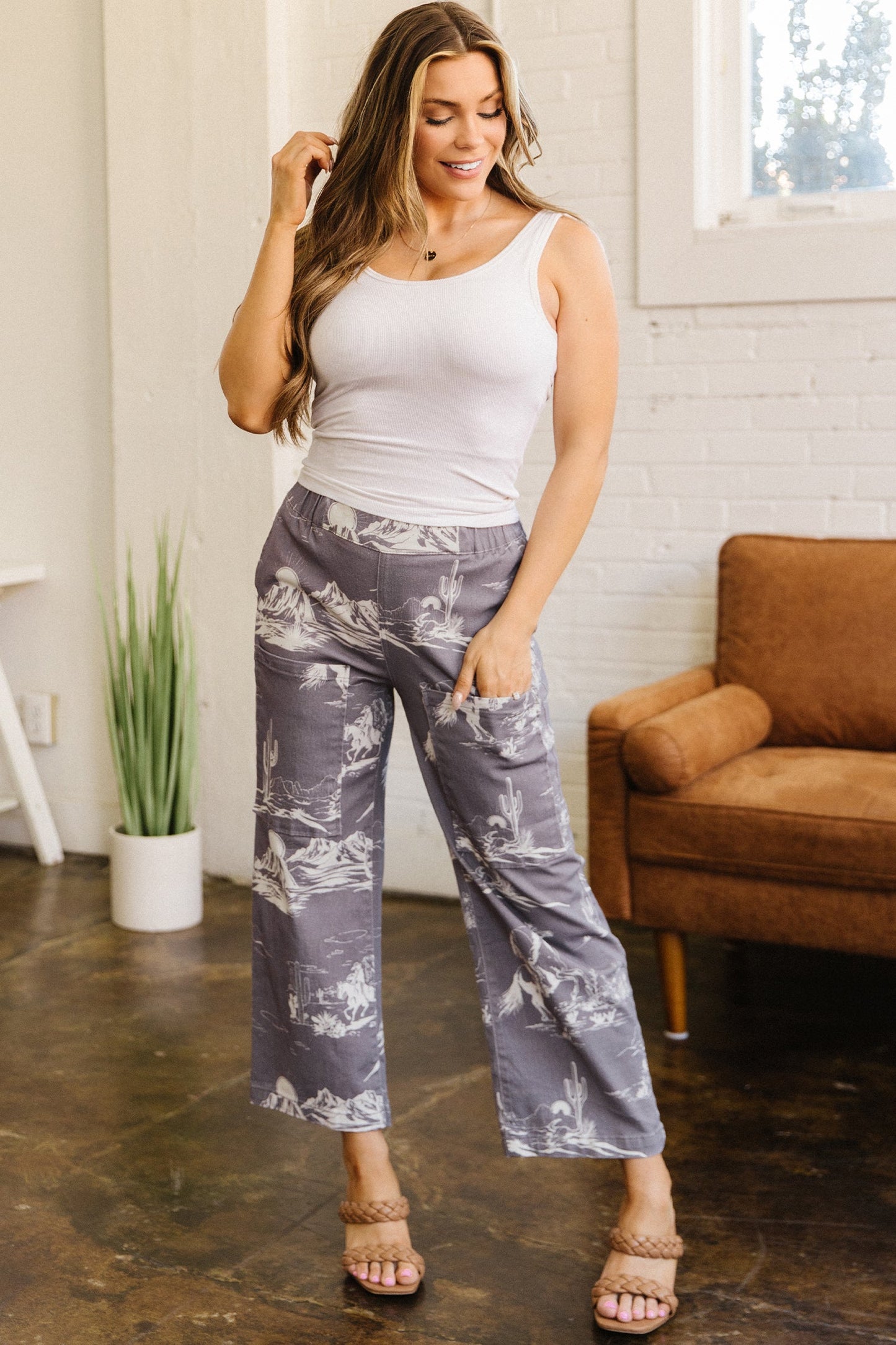 Western Elastic High Waist Straight Leg Jeans