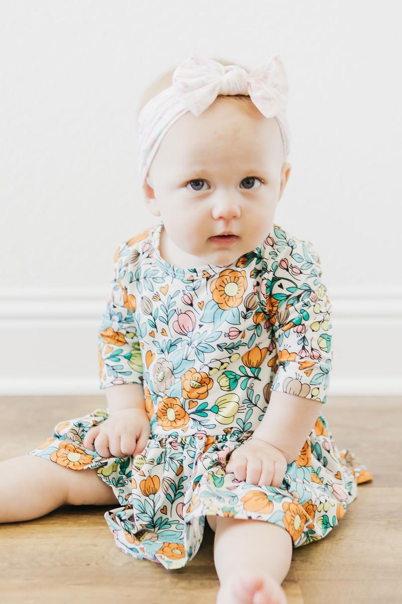 Vintage Vibes 3/4 Sleeve Twirl Body Suit
