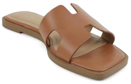 KNIT-S Slip-On Sandals in Cognac