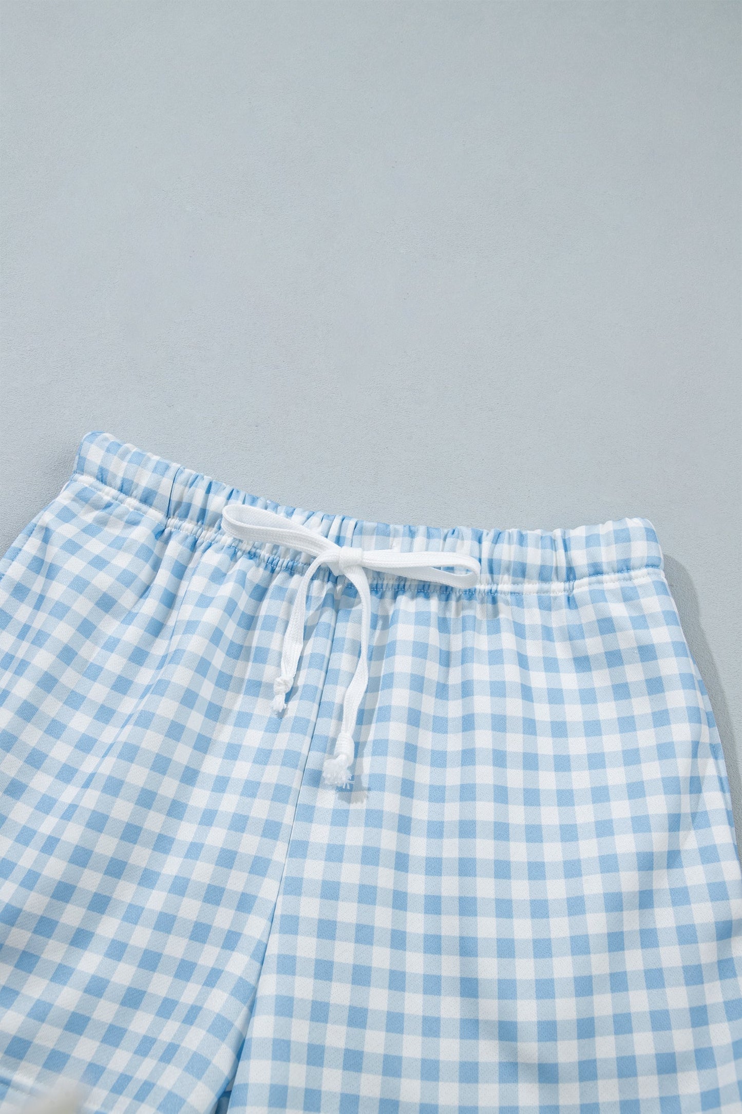 Gingham Contrast Trim Pullover Top & Shorts Set