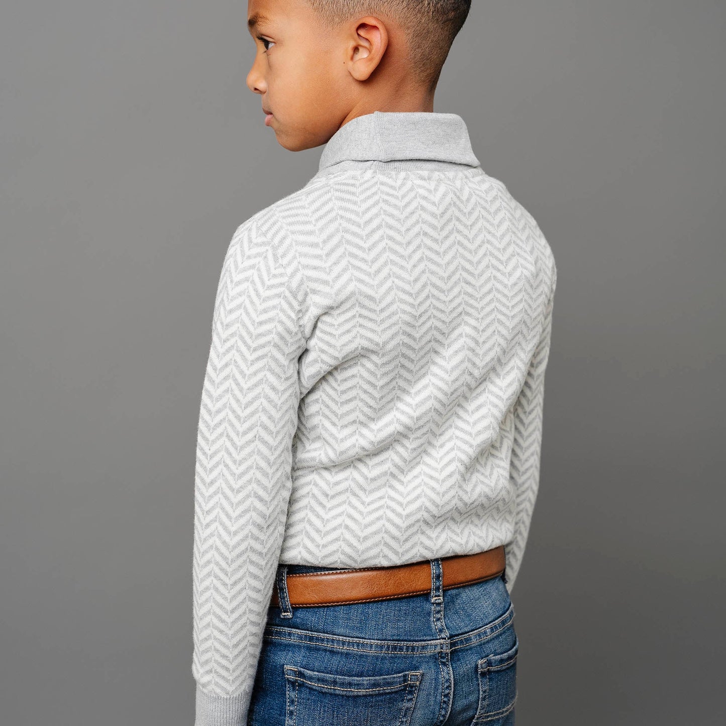 Intarsia Shawl Collar Sweater