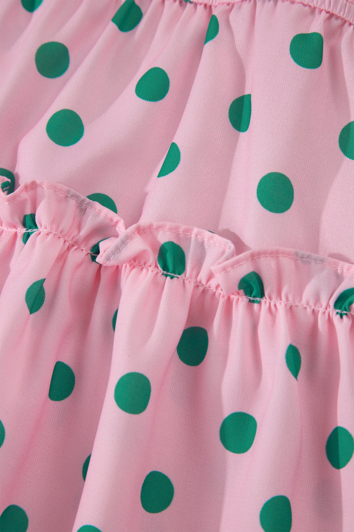 Polka Dot V-Neck Ruffle Tiered Babydoll Blouse