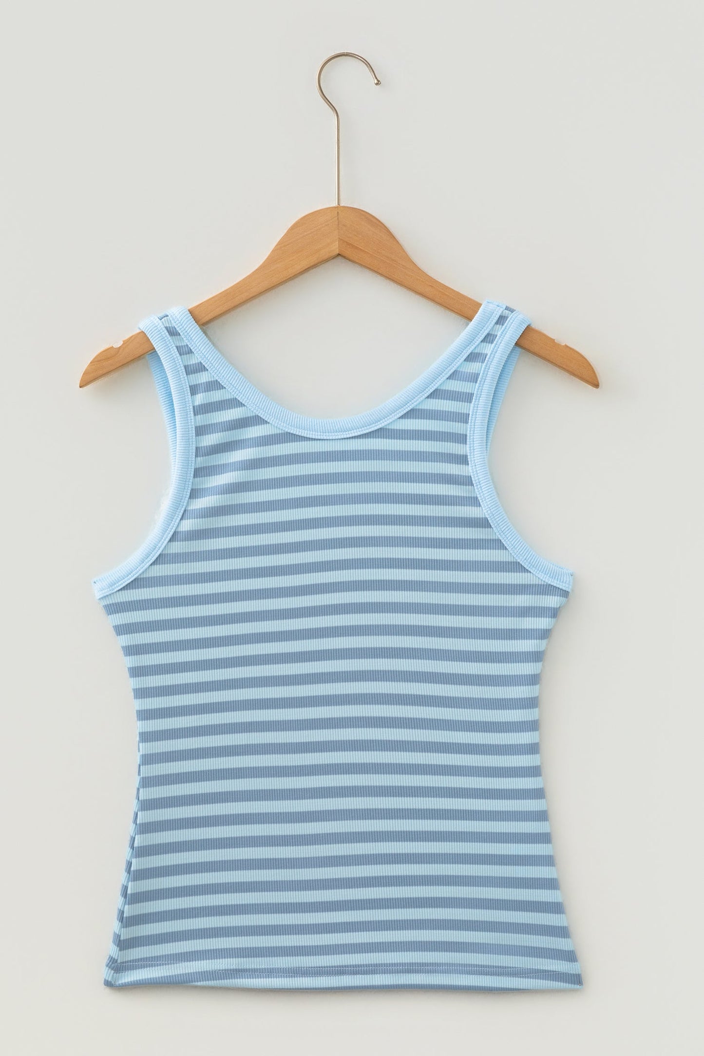 Stripe Ribbed Knit Sleeveless Tank Top