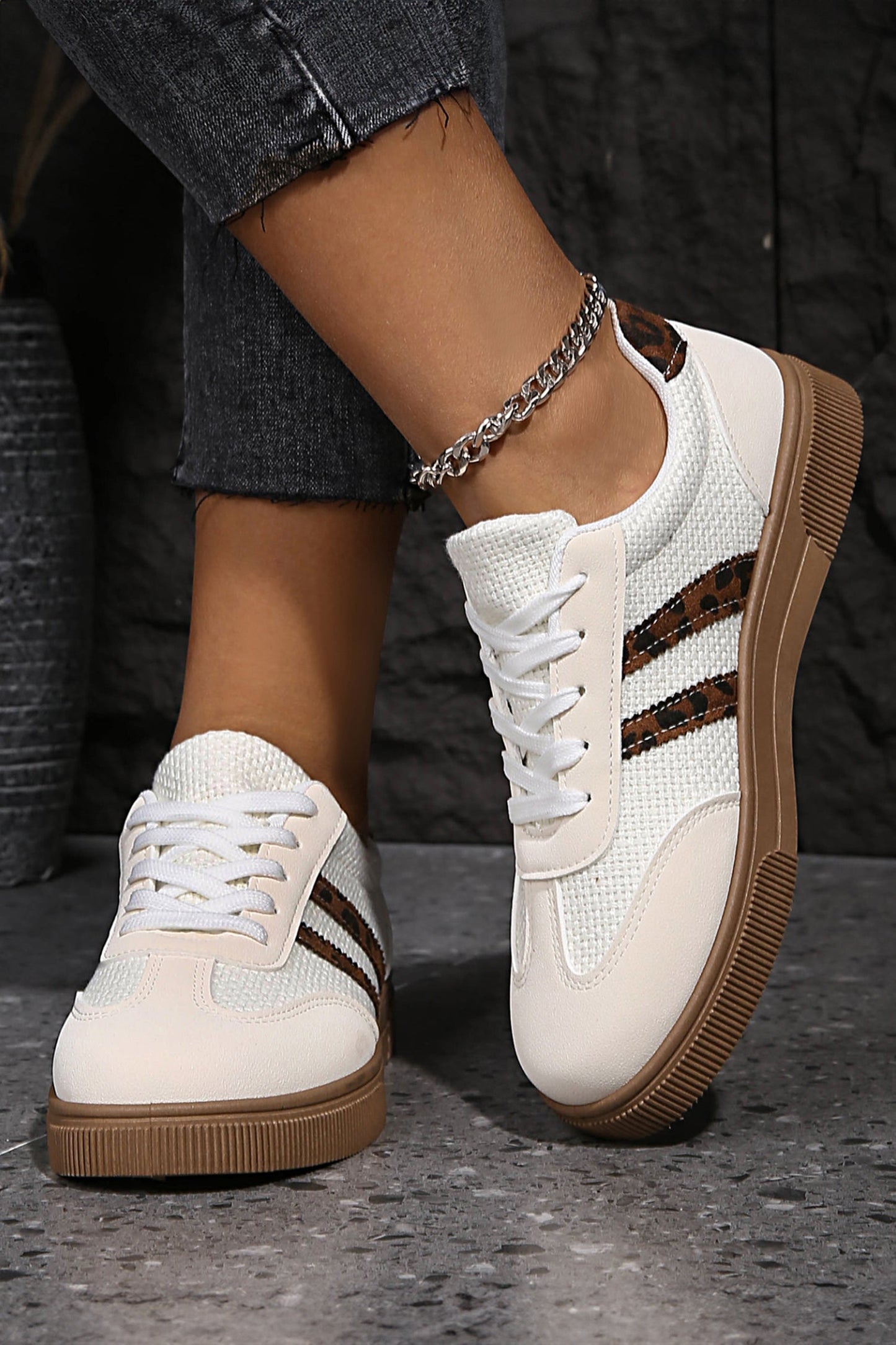 Lila Patchwork Flat Sneaker
