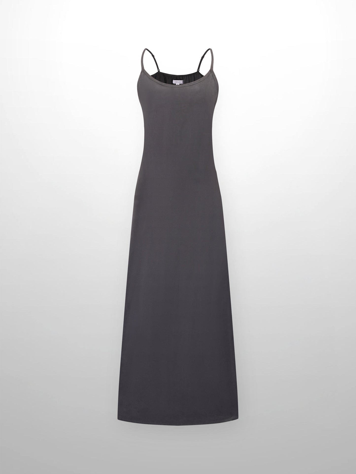 Cupro Crew Neck Slip Dress – Grey