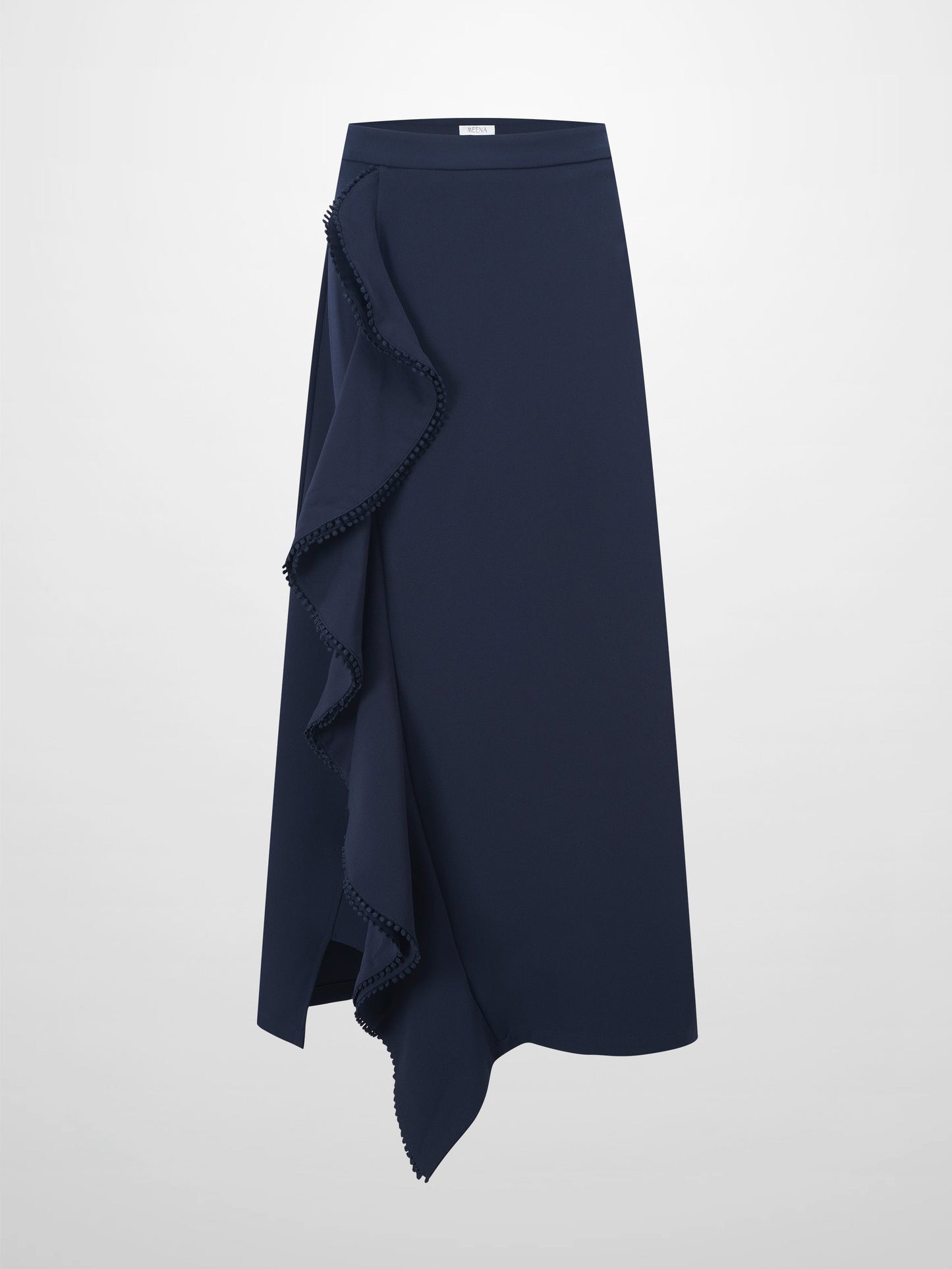 Side Ruffle Skirt-Navy-1