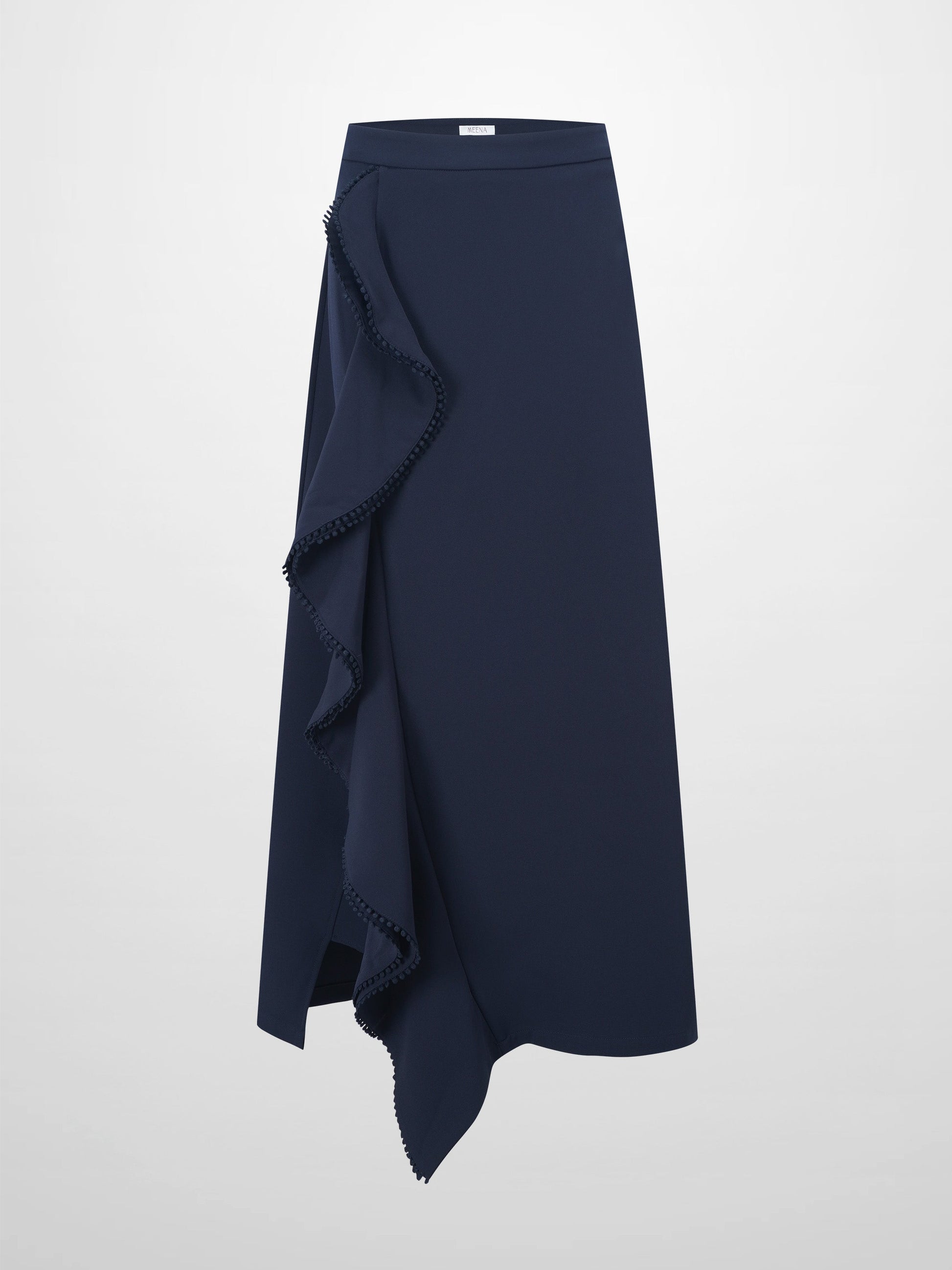 Side Ruffle Skirt-Navy-1
