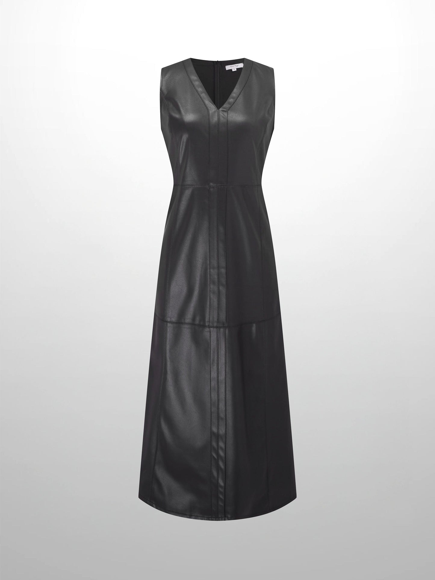 Faux Leather Seamed Jumper - Black
