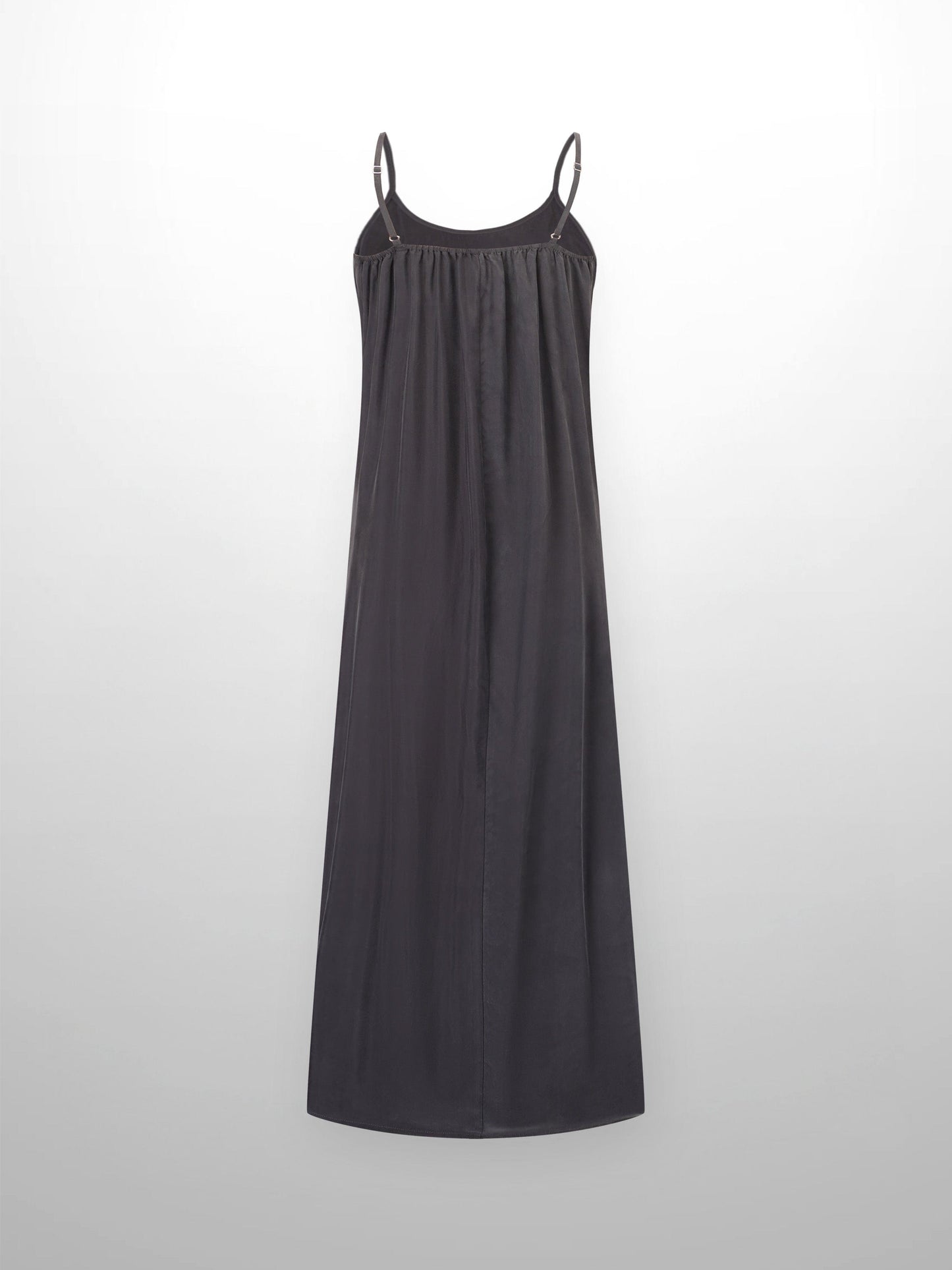 Cupro Crew Neck Slip Dress – Grey