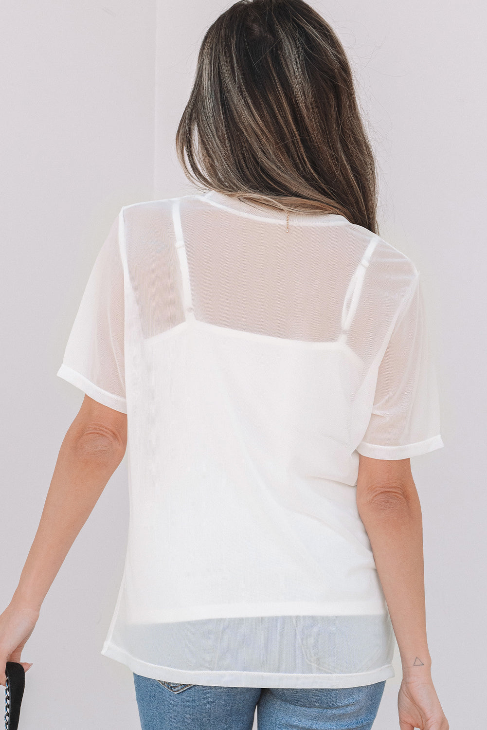 Miranda Sheer Mesh Short Sleeve Top-1