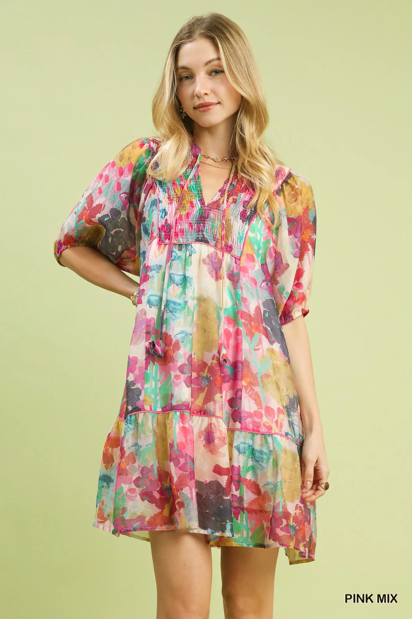 Watercolor Floral Babydoll Dress – Umgee