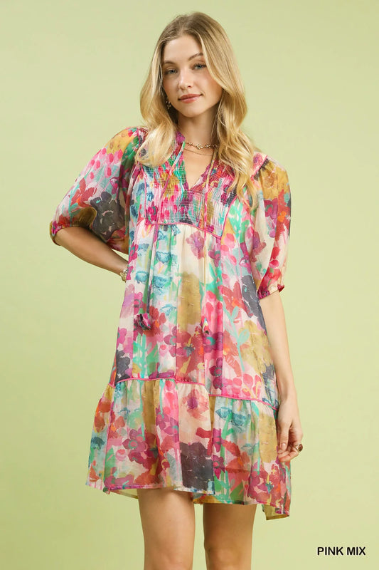 Watercolor Floral Babydoll Dress – Umgee