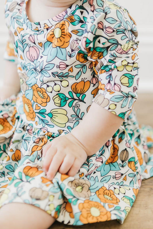 Vintage Vibes 3/4 Sleeve Twirl Body Suit