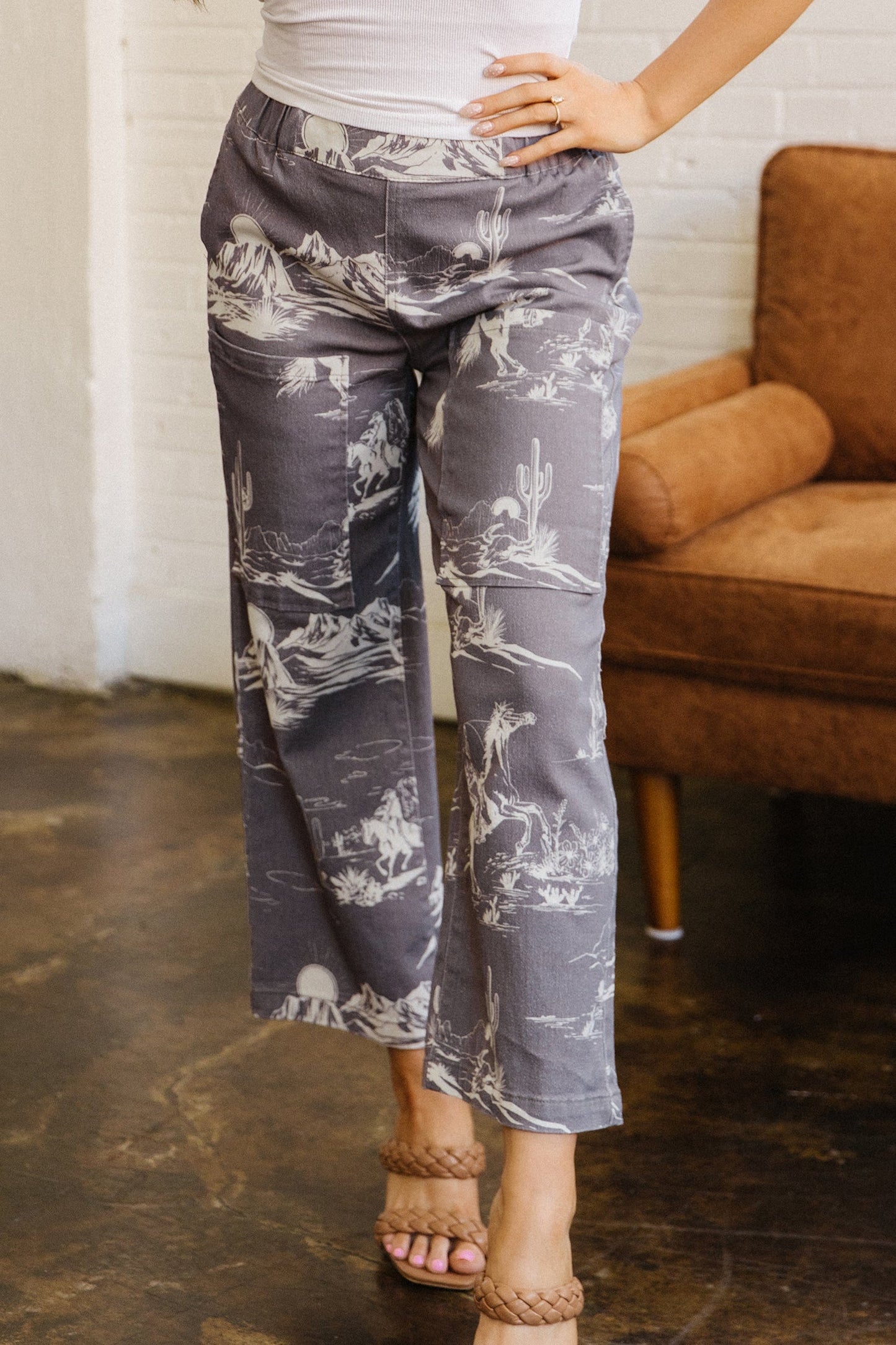 Western Elastic High Waist Straight Leg Jeans