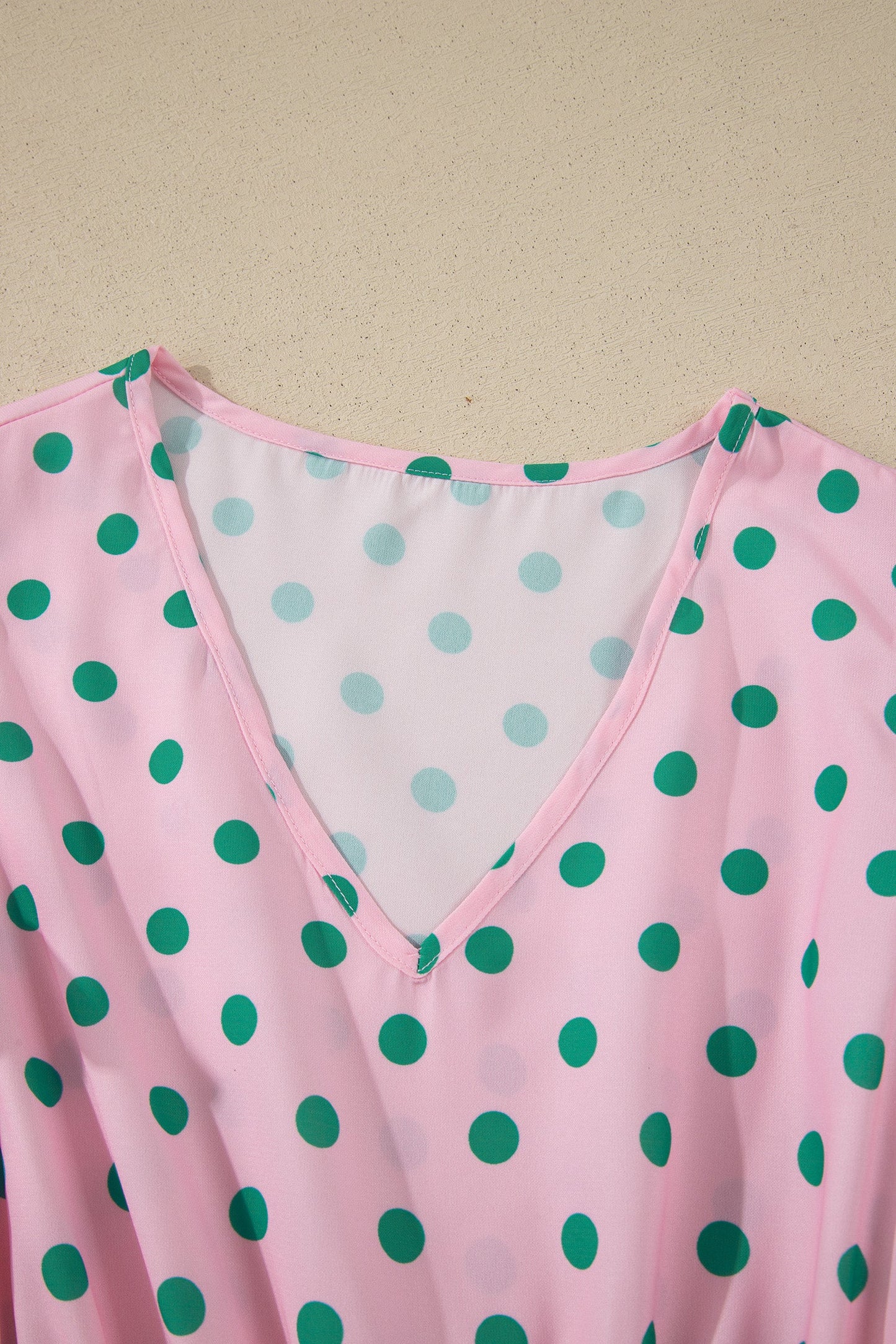 Polka Dot V-Neck Ruffle Tiered Babydoll Blouse