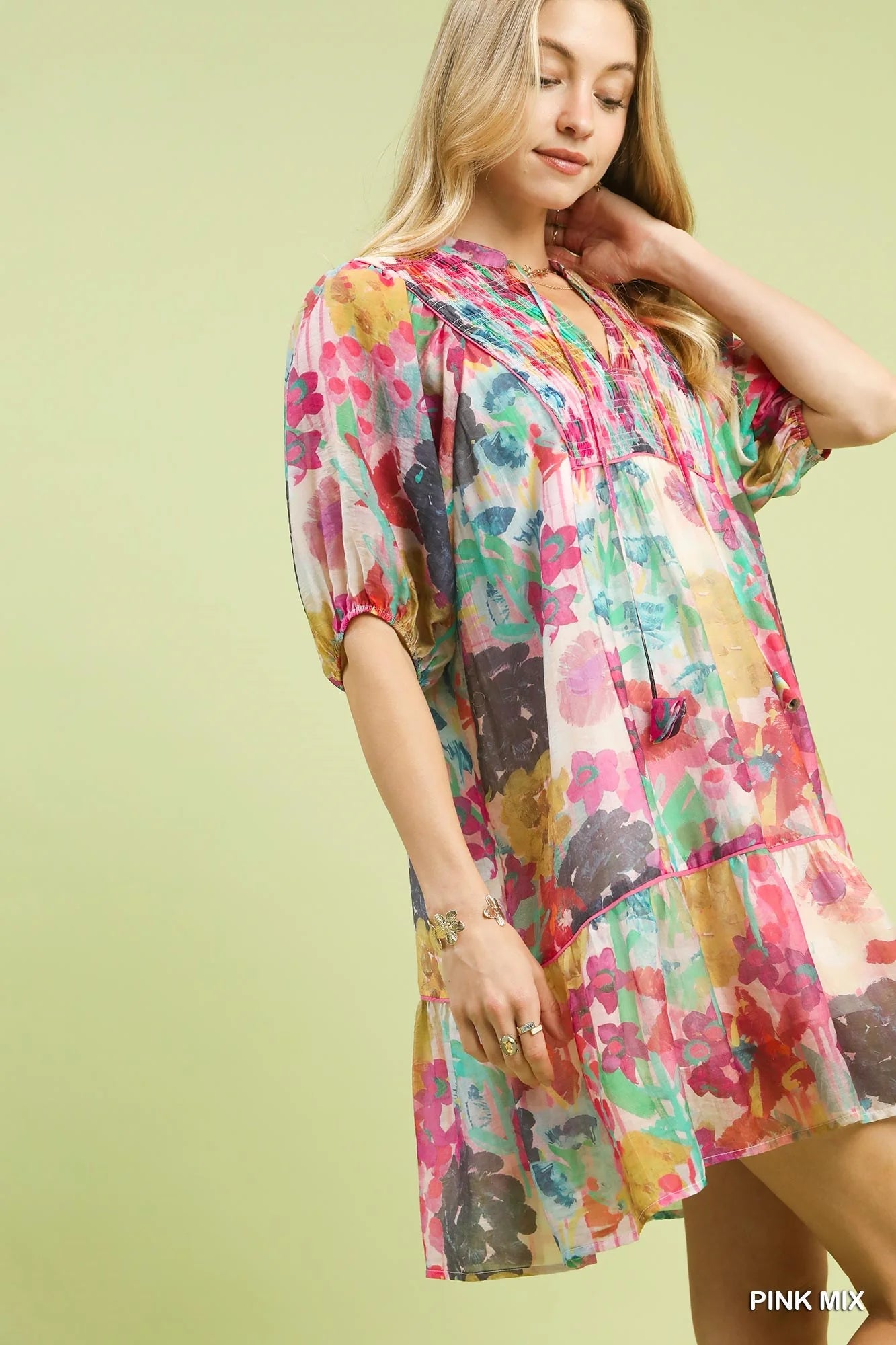 Watercolor Floral Babydoll Dress – Umgee