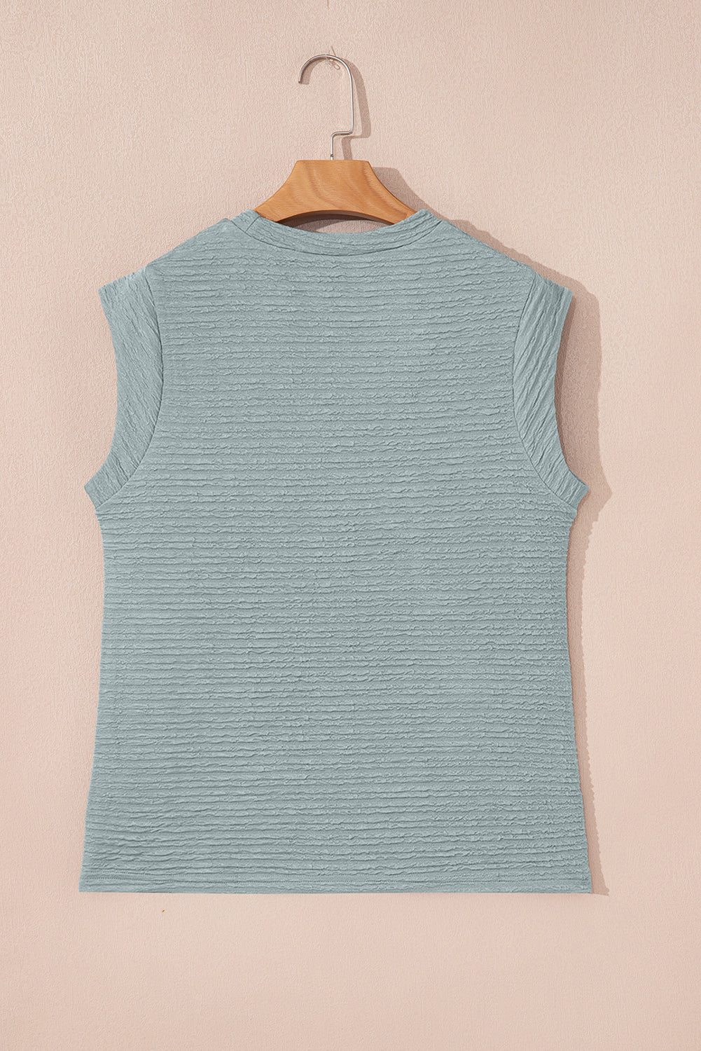 Solid Textured Crew Neck Tank Top