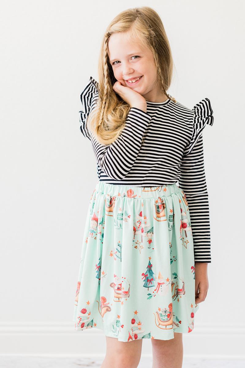 Black & White Stripe Ruffle Tee
