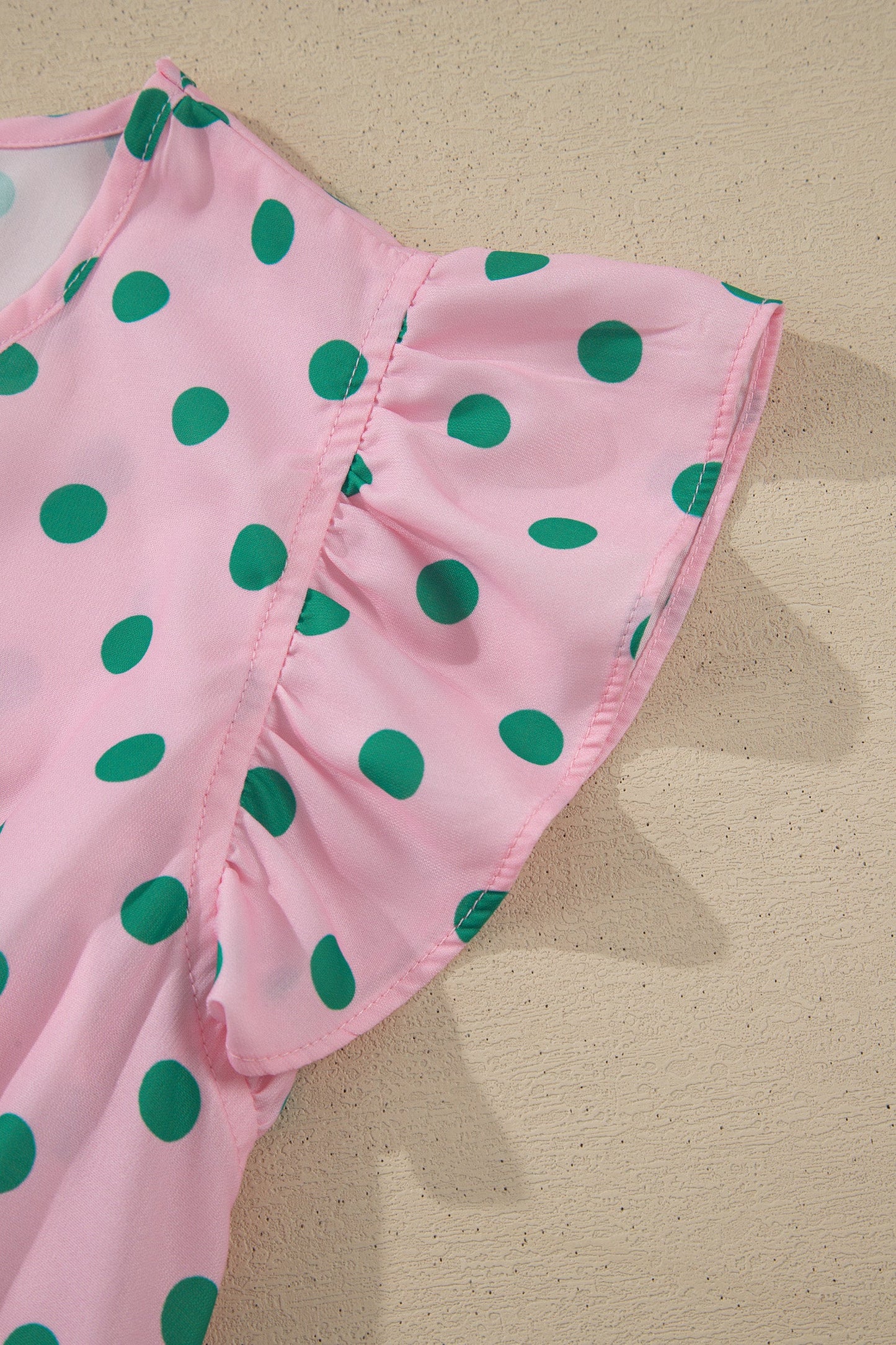 Polka Dot V-Neck Ruffle Tiered Babydoll Blouse