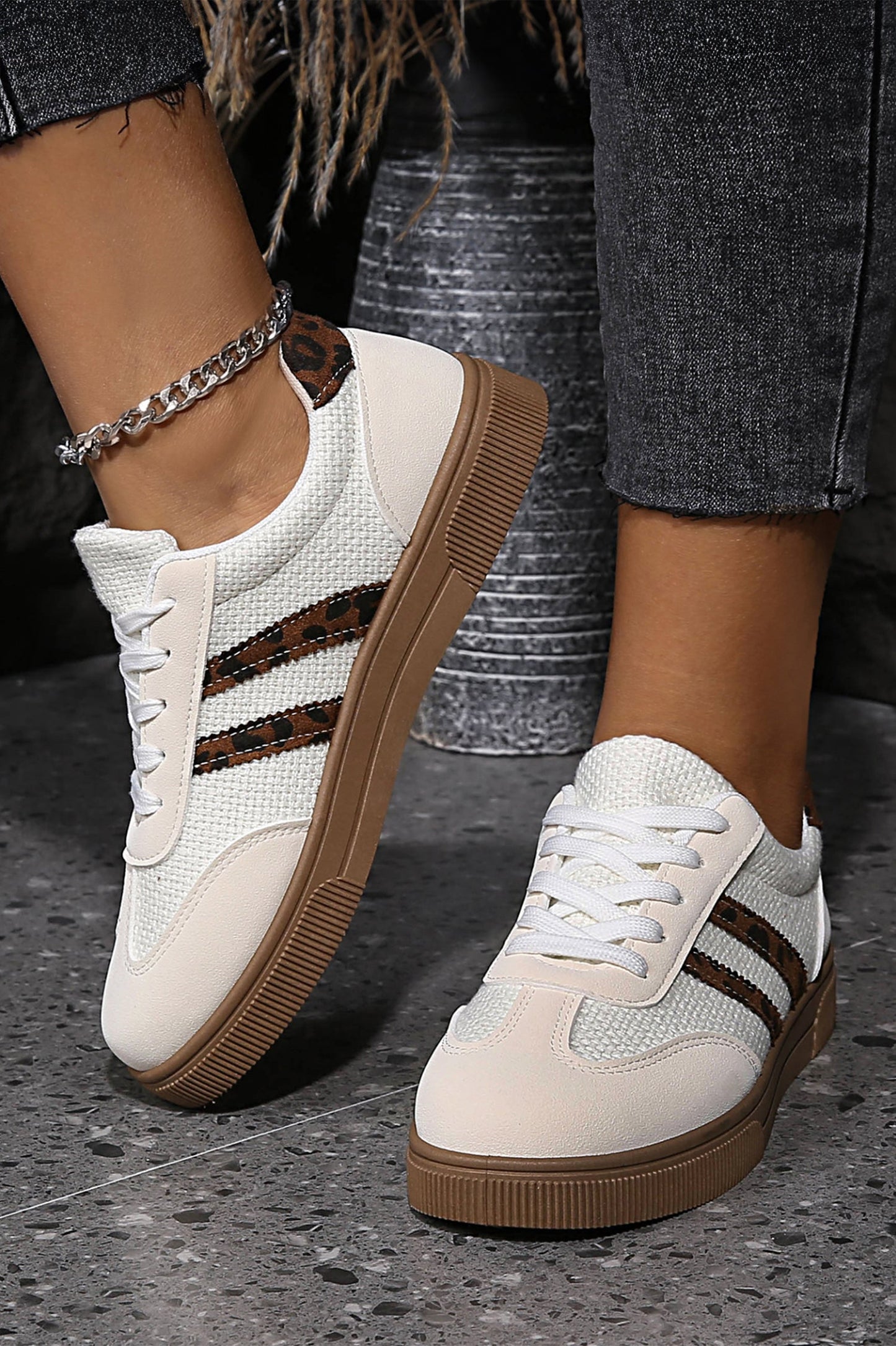 Lila Patchwork Flat Sneaker