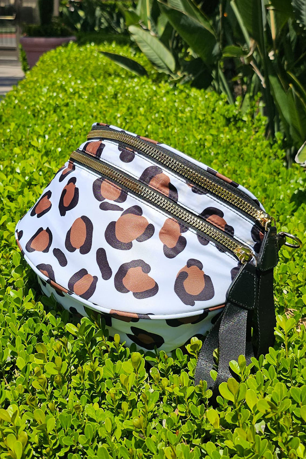 Dark Grey Checkered Print Wide Strap Large Crossbody Bag