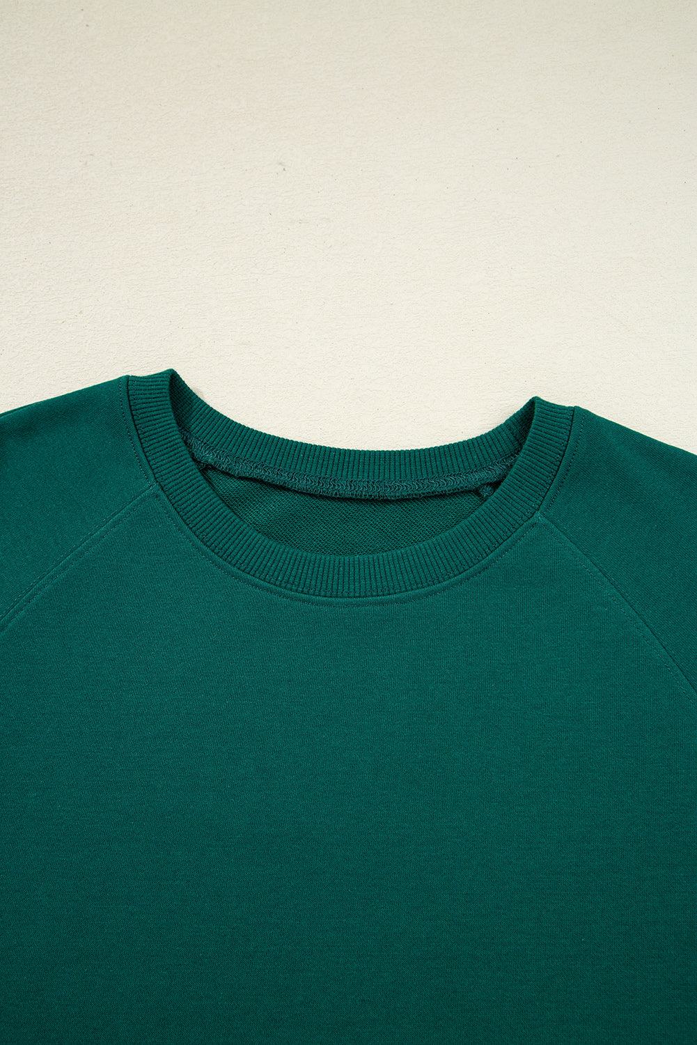 Sea Green Solid Color Pullover Top Varsity Stripe Detail Loose Drawstring Pants Set