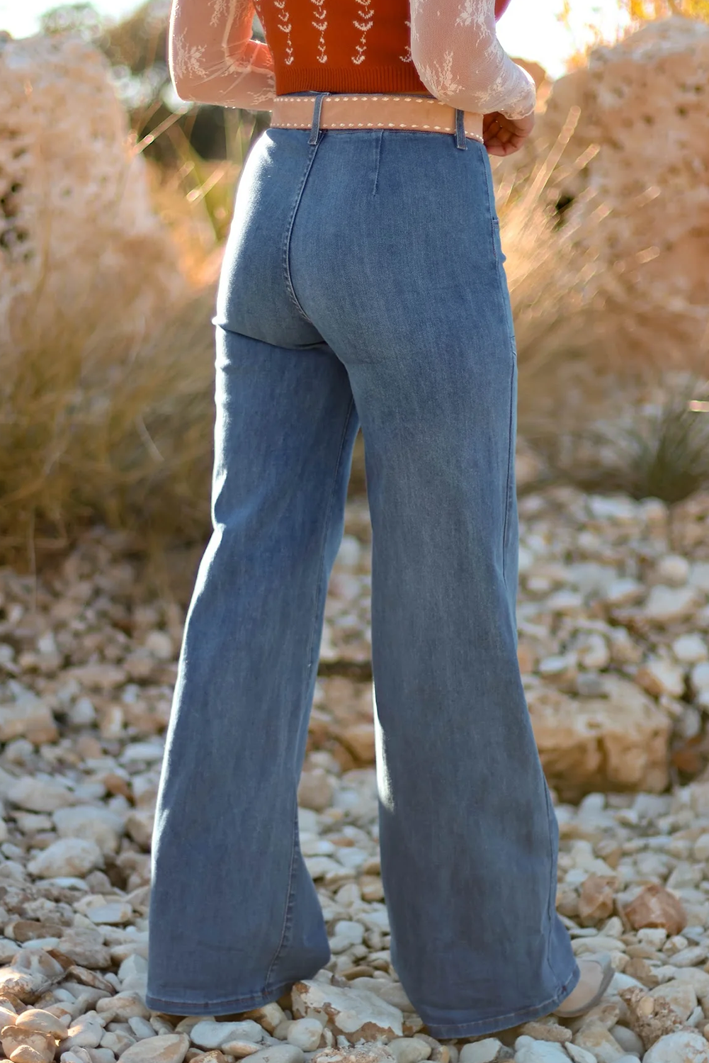 Aleah Waist Wide Leg Jeans-1
