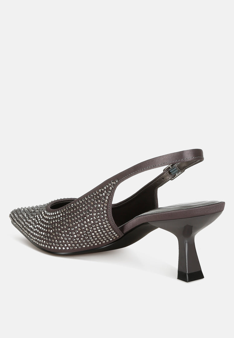 Amashi Rhinestones Embellished Slingback Sandals