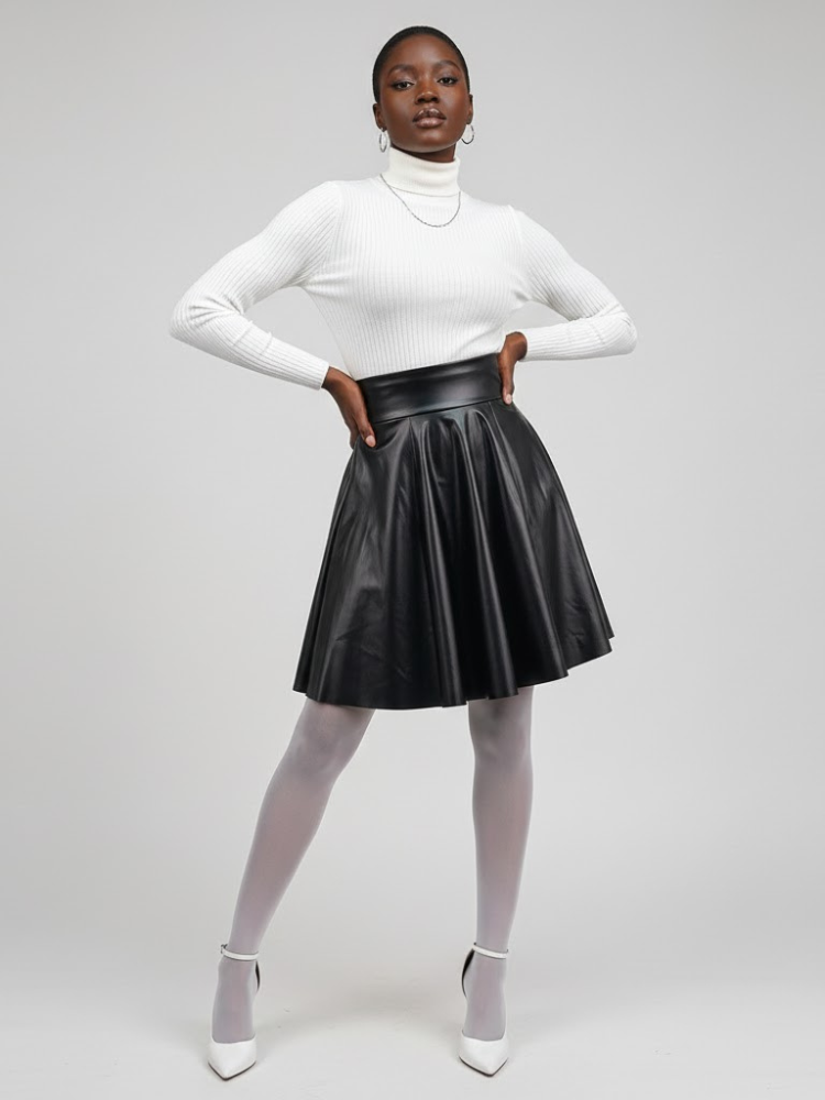SPRING Vegan Leather Circle Mini Skirt