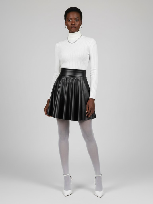 SPRING Vegan Leather Circle Mini Skirt