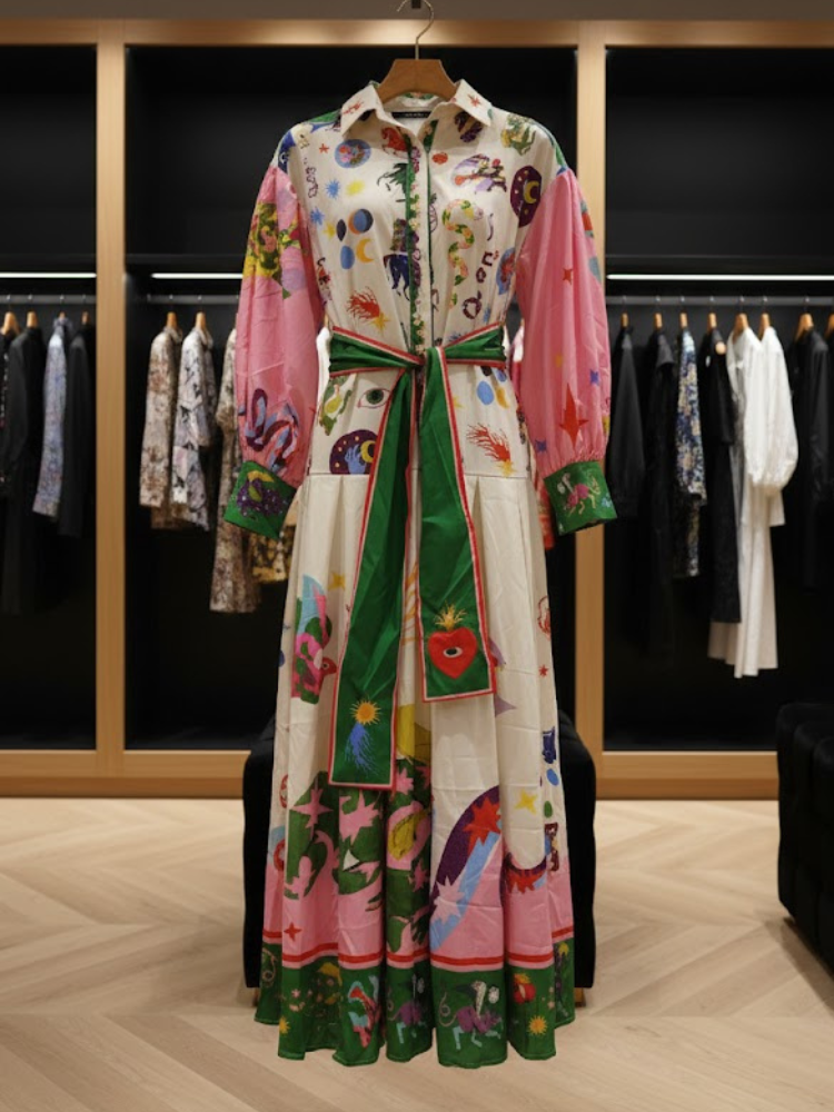 CELESTIAL DREAM Illustrated Midi Dress